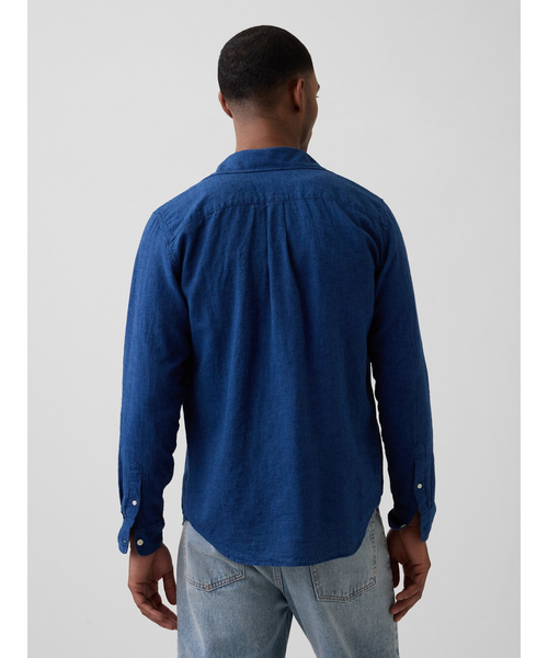 GAP(ギャップ)の「スタンダードフィット リネンブレンドシャツ(シャツ/ブラウス・メンズ・ベージュ系その他/ブルー/ホワイト×ブルー・S/XS/M/L/XL)」の9枚目の写真