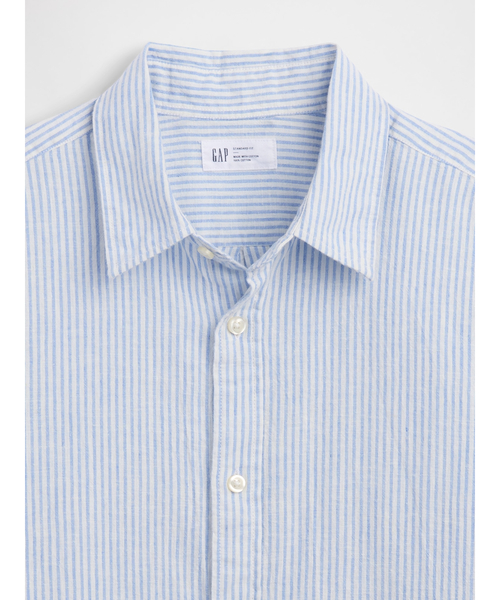 GAP(ギャップ)の「スタンダードフィット リネンブレンドシャツ(シャツ/ブラウス・メンズ・ベージュ系その他/ブルー/ホワイト×ブルー・S/XS/M/L/XL)」の10枚目の写真