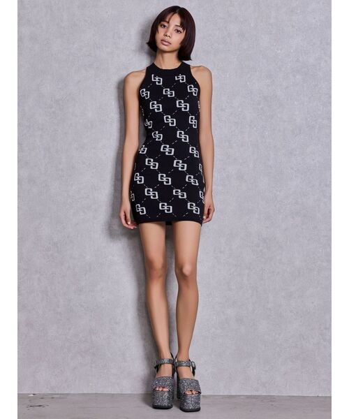 GYDA（ジェイダ）の「GG glitter quiltingアメスリニットワンピース（ワンピース・レディース・オフホワイト/ブラック・FREE）」の5枚目の写真