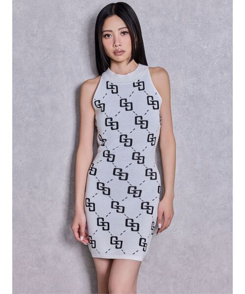 GYDA（ジェイダ）の「GG glitter quiltingアメスリニットワンピース（ワンピース・レディース・オフホワイト/ブラック・FREE）」の7枚目の写真