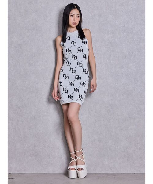 GYDA（ジェイダ）の「GG glitter quiltingアメスリニットワンピース（ワンピース・レディース・オフホワイト/ブラック・FREE）」の8枚目の写真