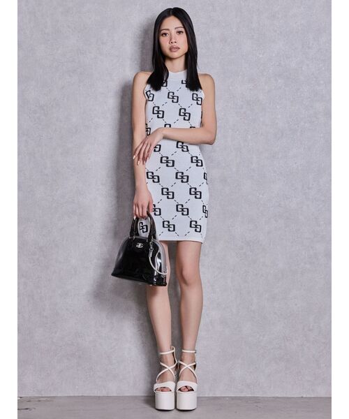 GYDA（ジェイダ）の「GG glitter quiltingアメスリニットワンピース（ワンピース・レディース・オフホワイト/ブラック・FREE）」の9枚目の写真