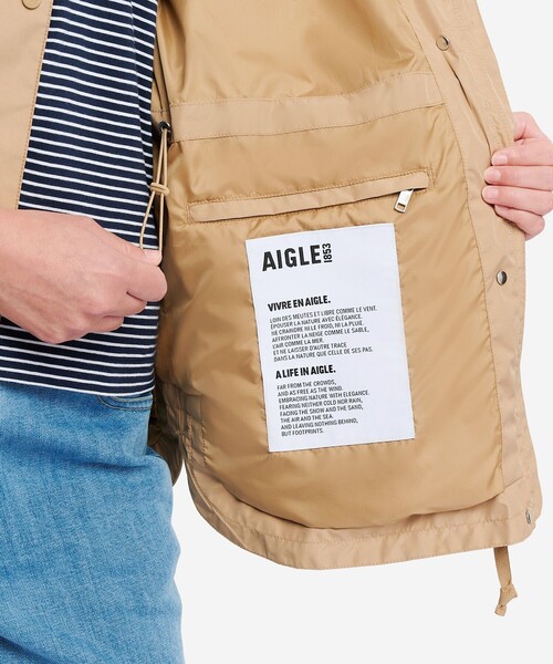 AIGLE(エーグル)の「GORE-TEX ゴアテックス 防風 防水 透湿 2レイヤー ジャケット RP(マウンテンパーカー・レディース・グリーン/ベージュ/ブラック・44/40/42/38/36/34)」の9枚目の写真