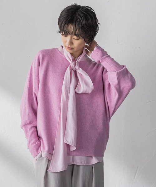 MAYSON GREY（メイソングレイ）の「袖口ボタンドルマンニットプルオーバー≪手洗い可能≫（ニット/セーター・レディース・オフホワイト/ブラック/ピンク/ブルー・M）」の4枚目の写真
