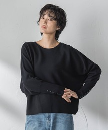 袖口ボタンドルマンニットプルオーバー≪手洗い可能≫