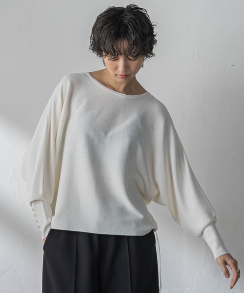MAYSON GREY（メイソングレイ）の「袖口ボタンドルマンニットプルオーバー≪手洗い可能≫（ニット/セーター・レディース・オフホワイト/ブラック/ピンク/ブルー・M）」の14枚目の写真