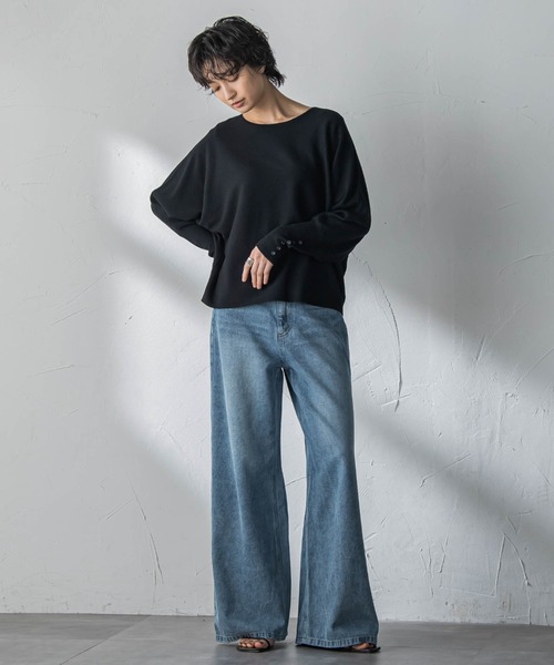 MAYSON GREY（メイソングレイ）の「袖口ボタンドルマンニットプルオーバー≪手洗い可能≫（ニット/セーター・レディース・オフホワイト/ブラック/ピンク/ブルー・M）」の18枚目の写真