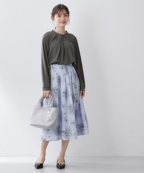 index（インデックス）の「ランダムタックトップス【洗濯機OK/吸水速乾/接触冷感/UVケア】《5col》（Tシャツ/カットソー・レディース・ネイビー/チャコール/サックスブルー系7/オフホワイト/ナチュラル・36/38/40/42）」の19枚目の写真