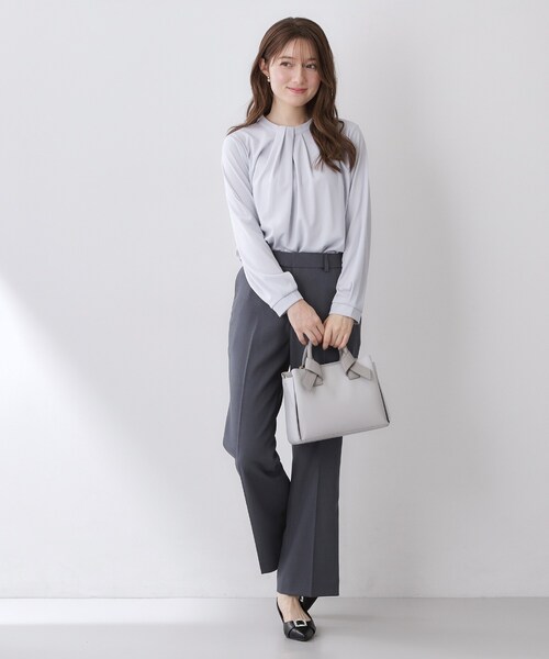 index(インデックス)の「ランダムタックトップス【洗濯機OK/吸水速乾/接触冷感/UVケア】《5col》(Tシャツ/カットソー・レディース・ネイビー/チャコール/サックスブルー系7/オフホワイト/ナチュラル・36/38/40/42)」の6枚目の写真