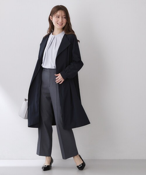 index(インデックス)の「ランダムタックトップス【洗濯機OK/吸水速乾/接触冷感/UVケア】《5col》(Tシャツ/カットソー・レディース・ネイビー/チャコール/サックスブルー系7/オフホワイト/ナチュラル・36/38/40/42)」の7枚目の写真