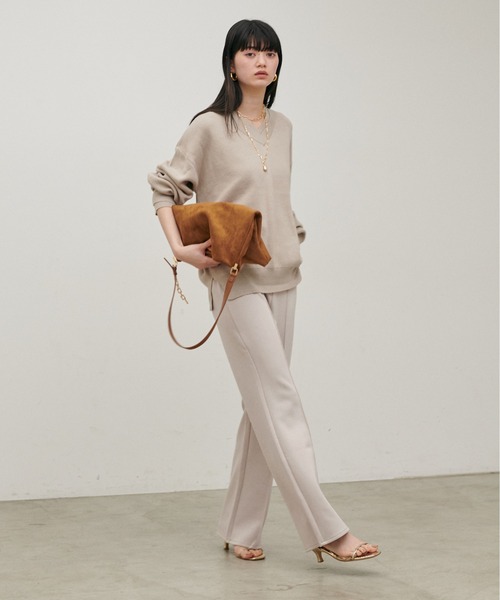 LARUTA(ラルータ)の「【LARUTA】ボンディングセミフレアパンツ(その他パンツ・レディース・ベージュ系その他/ブラック・FREE)」の14枚目の写真