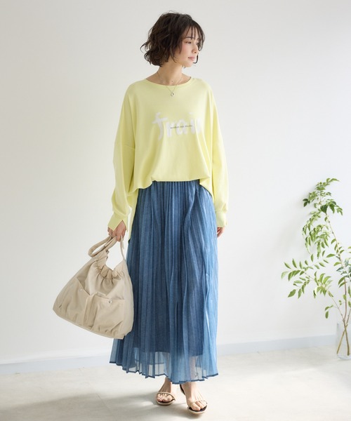 KATHARINE ROSS（キャサリンロス）の「【KATHARINE ROSS】シアーデニムプリーツスカート（デニムスカート・レディース・ネイビー/ライトブルー・FREE）」の3枚目の写真