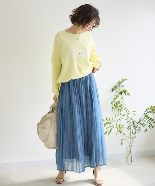 KATHARINE ROSS（キャサリンロス）の「【KATHARINE ROSS】シアーデニムプリーツスカート（デニムスカート・レディース・ネイビー/ライトブルー・FREE）」の4枚目の写真