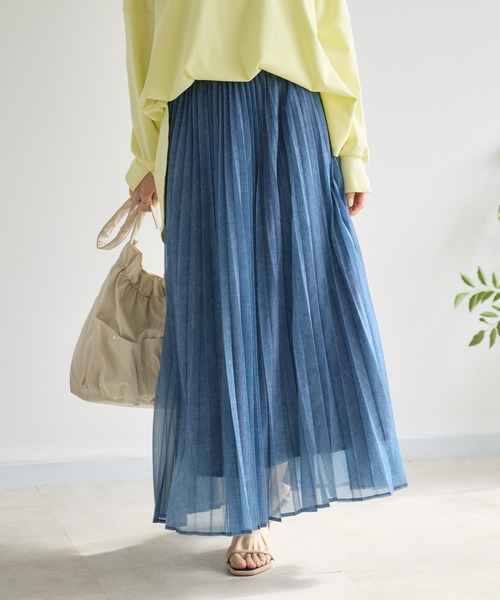 KATHARINE ROSS（キャサリンロス）の「【KATHARINE ROSS】シアーデニムプリーツスカート（デニムスカート・レディース・ネイビー/ライトブルー・FREE）」の5枚目の写真