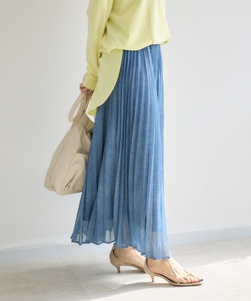 KATHARINE ROSS（キャサリンロス）の「【KATHARINE ROSS】シアーデニムプリーツスカート（デニムスカート・レディース・ネイビー/ライトブルー・FREE）」の6枚目の写真