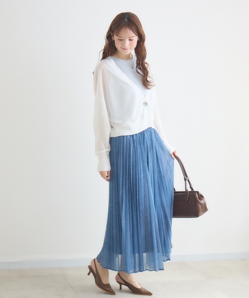 KATHARINE ROSS（キャサリンロス）の「【KATHARINE ROSS】シアーデニムプリーツスカート（デニムスカート・レディース・ネイビー/ライトブルー・FREE）」の9枚目の写真