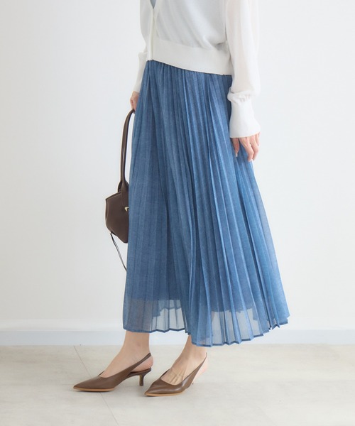 KATHARINE ROSS（キャサリンロス）の「【KATHARINE ROSS】シアーデニムプリーツスカート（デニムスカート・レディース・ネイビー/ライトブルー・FREE）」の13枚目の写真