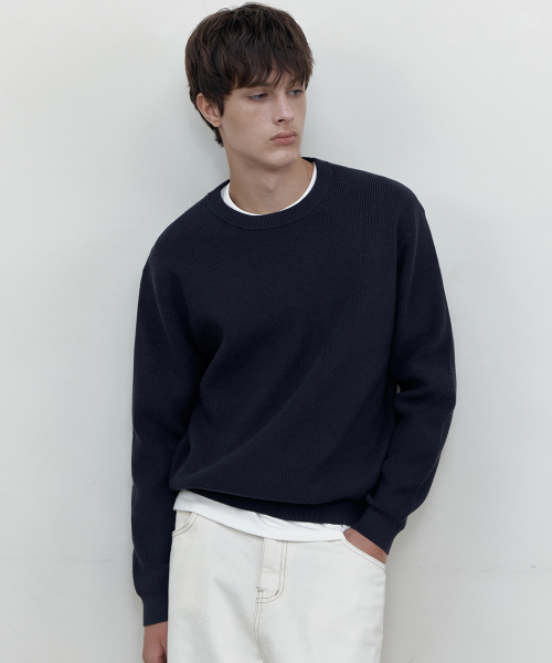 WEDNESDAY OASIS（ウェンズデーオアシス）の「[NERDKING] オールウェイズウォッシャブルクロップラウンドニット_5COLOR（ニット/セーター・メンズ・チャコールグレー/ブラック/ブラウン/オートミール・MEDIUM/LARGE/X-LARGE）」の5枚目の写真