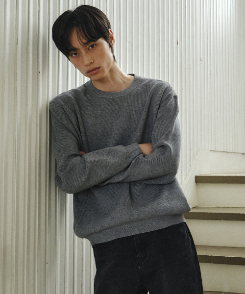 WEDNESDAY OASIS（ウェンズデーオアシス）の「[NERDKING] オールウェイズウォッシャブルクロップラウンドニット_5COLOR（ニット/セーター・メンズ・チャコールグレー/ブラック/ブラウン/オートミール・MEDIUM/LARGE/X-LARGE）」の6枚目の写真