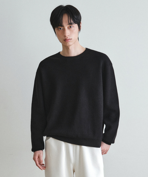 WEDNESDAY OASIS（ウェンズデーオアシス）の「[NERDKING] オールウェイズウォッシャブルクロップラウンドニット_5COLOR（ニット/セーター・メンズ・チャコールグレー/ブラック/ブラウン/オートミール・MEDIUM/LARGE/X-LARGE）」の8枚目の写真