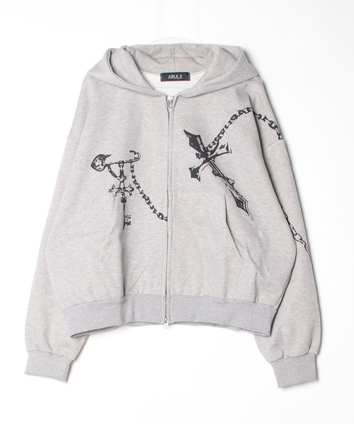 A'GEM/9 × .kom 『ARULE/アルール』Chain Cross Graphic Zip Hoodie