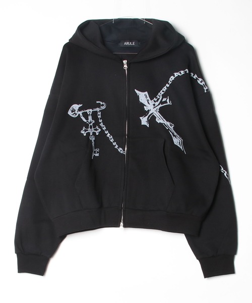 A'GEM/9 × .kom 『ARULE/アルール』Chain Cross Graphic Zip Hoodie