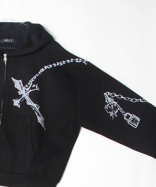 A'GEM/9 × .kom 『ARULE/アルール』Chain Cross Graphic Zip Hoodie