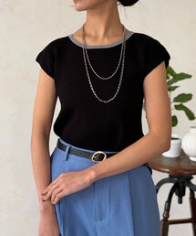 Chez toi（シェトワ）の「配色フレンチスリーブニット（ニット/セーター）」