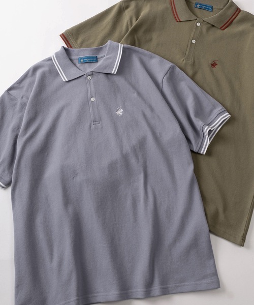 BEVERLY HILLS POLO CLUB（ビバリーヒルズポロクラブ）の「【71】【BEVERLY HILLS POLO CLUB/ビバリーヒルズポロクラブ】ワンポイント刺繍 鹿の子 リブラインポロシャツ（ポロシャツ・メンズ・グリーン/ホワイト/サックスブルー/オリーブ/ブラック/ネイビー・XL/L/M）」の6枚目の写真