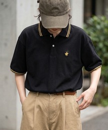 【71】【BEVERLY HILLS POLO CLUB/ビバリーヒルズポロクラブ】ワンポイント刺繍 鹿の子 リブラインポロシャツ