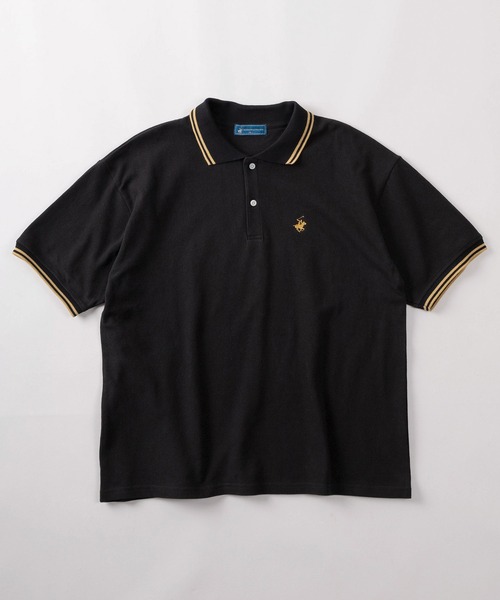 BEVERLY HILLS POLO CLUB（ビバリーヒルズポロクラブ）の「【71】【BEVERLY HILLS POLO CLUB/ビバリーヒルズポロクラブ】ワンポイント刺繍 鹿の子 リブラインポロシャツ（ポロシャツ・メンズ・グリーン/ホワイト/サックスブルー/オリーブ/ブラック/ネイビー・XL/L/M）」の7枚目の写真