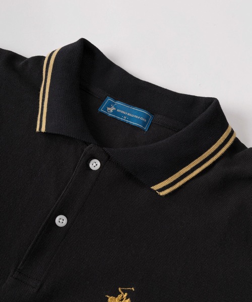BEVERLY HILLS POLO CLUB（ビバリーヒルズポロクラブ）の「【71】【BEVERLY HILLS POLO CLUB/ビバリーヒルズポロクラブ】ワンポイント刺繍 鹿の子 リブラインポロシャツ（ポロシャツ・メンズ・グリーン/ホワイト/サックスブルー/オリーブ/ブラック/ネイビー・XL/L/M）」の9枚目の写真