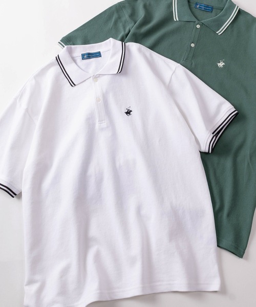 BEVERLY HILLS POLO CLUB（ビバリーヒルズポロクラブ）の「【71】【BEVERLY HILLS POLO CLUB/ビバリーヒルズポロクラブ】ワンポイント刺繍 鹿の子 リブラインポロシャツ（ポロシャツ・メンズ・グリーン/ホワイト/サックスブルー/オリーブ/ブラック/ネイビー・XL/L/M）」の15枚目の写真
