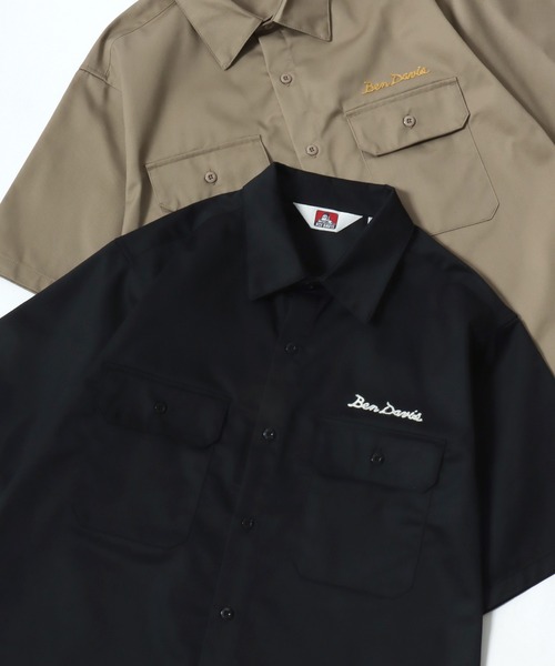 BEN DAVIS(ベンデイビス)の「BEN DAVIS/ベンデイビス SS WORK SHIRT/オーバーサイズ TCツイル ワーク レギュラーカラー 半袖シャツ/レディース メンズ(シャツ/ブラウス・メンズ・ブラック/ストライプ/ネイビー/ベージュ・XL/L/M)」の1枚目の写真