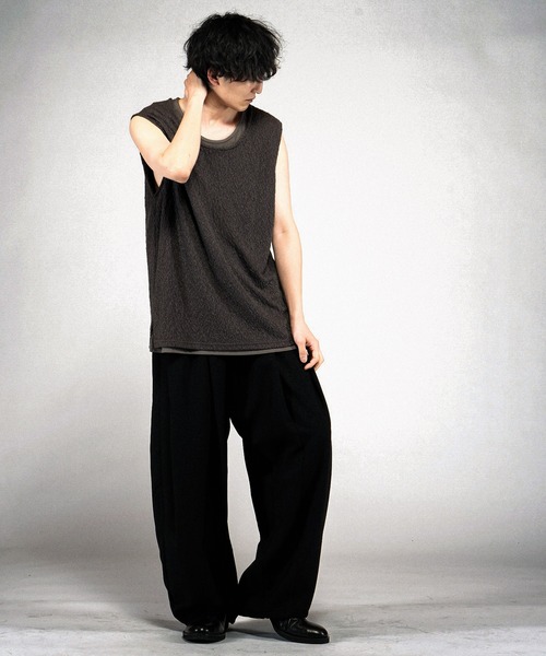 NO ID.（ノーアイディ）の「【NO ID.】Sheer Layered Sleeveless Pullover / シアーレイヤードスリーブレスプルオーバー（Tシャツ/カットソー・メンズ・アイボリー/ブラック/グレー・ONE SIZE）」の17枚目の写真