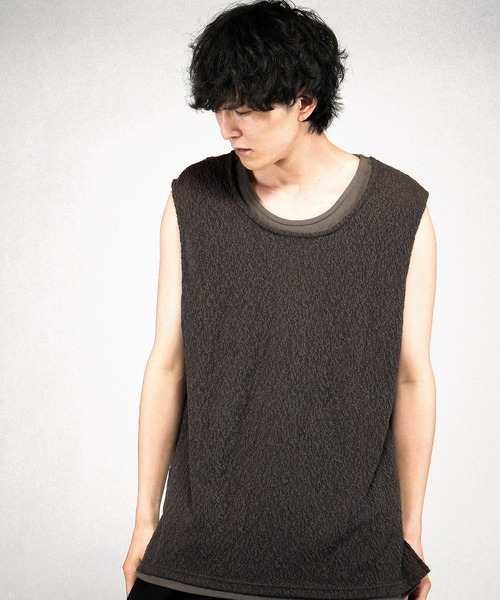 NO ID.（ノーアイディ）の「【NO ID.】Sheer Layered Sleeveless Pullover / シアーレイヤードスリーブレスプルオーバー（Tシャツ/カットソー・メンズ・アイボリー/ブラック/グレー・ONE SIZE）」の15枚目の写真