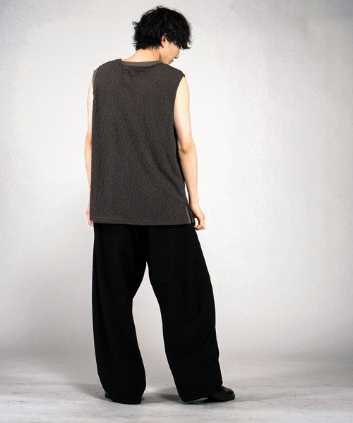 NO ID.（ノーアイディ）の「【NO ID.】Sheer Layered Sleeveless Pullover / シアーレイヤードスリーブレスプルオーバー（Tシャツ/カットソー・メンズ・アイボリー/ブラック/グレー・ONE SIZE）」の18枚目の写真