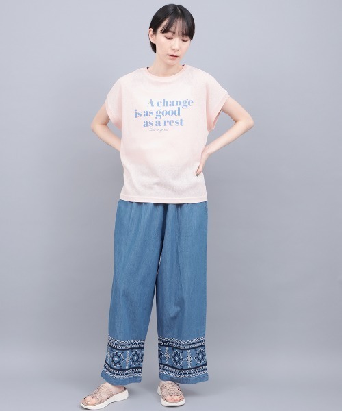チチカカ(チチカカ)の「Shanti Shanti デニム刺繍パンツ【WEB限定】(デニムパンツ・レディース・ネイビー/ライトブルー・FREE)」の3枚目の写真