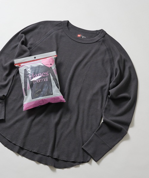 HANES(ヘインズ)の「【Hanes】Thermal for HER クルーネックロングスリーブ(Tシャツ/カットソー・レディース・グレー/レッド/ホワイト・M)」の2枚目の写真