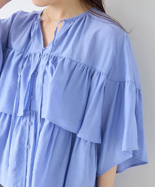 le.coeur blanc（ルクールブラン）の「ヴィンテージライクティアードブラウス（シャツ/ブラウス・レディース・オフホワイト/ネイビー/ライトブルー・38）」の18枚目の写真