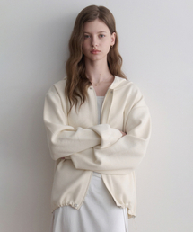 even hood knit Jacket (ivory)