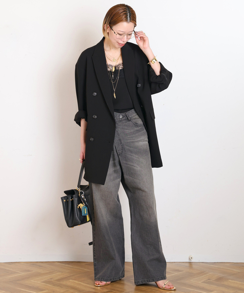 AP STUDIO（エーピーストゥディオ）の「ダブルブレストジャケット（テーラードジャケット・レディース・ブラック/オリーブ・36/38）」の13枚目の写真