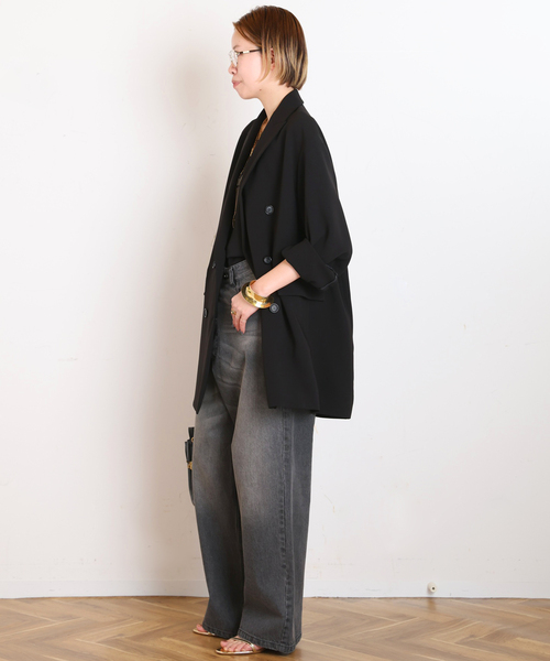 AP STUDIO（エーピーストゥディオ）の「ダブルブレストジャケット（テーラードジャケット・レディース・ブラック/オリーブ・36/38）」の14枚目の写真