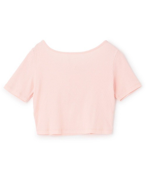 Mi-je(ミジェ)の「ラインストーンクロップド半袖Tシャツ(Tシャツ/カットソー・レディース・オフホワイト/ピンク・F)」の8枚目の写真
