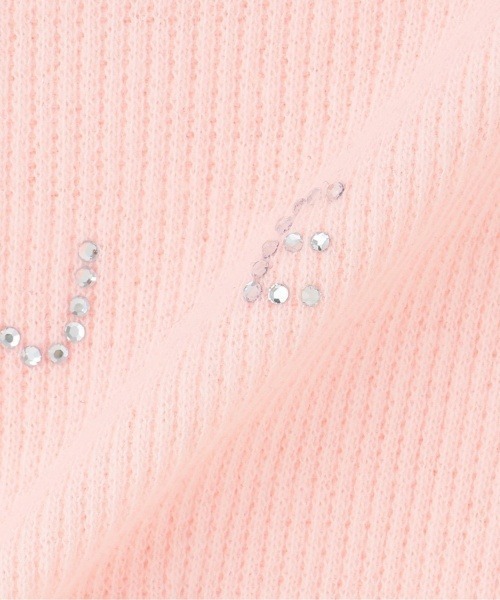 Mi-je(ミジェ)の「ラインストーンクロップド半袖Tシャツ(Tシャツ/カットソー・レディース・オフホワイト/ピンク・F)」の3枚目の写真
