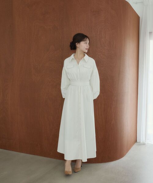 cle blatt(クレブラット)の「ステッチシャツワンピース(シャツワンピース・レディース・ネイビー/オフホワイト・MEDIUM)」の5枚目の写真