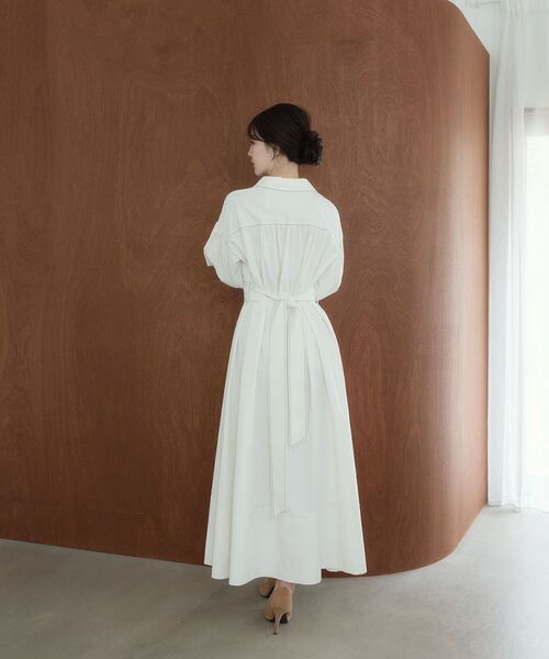 cle blatt(クレブラット)の「ステッチシャツワンピース(シャツワンピース・レディース・ネイビー/オフホワイト・MEDIUM)」の6枚目の写真