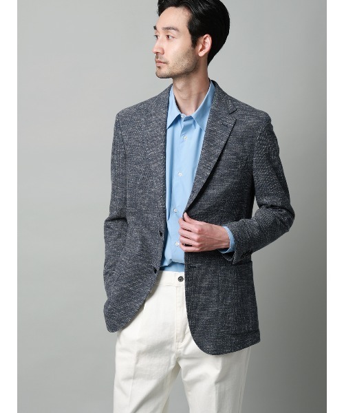 SUIT SQUARE(スーツスクエア)の「ジャケット/LANIFICIO ROMA/ストレッチ/ミックスジャージー/織柄/CR03(テーラードジャケット・メンズ・グレー/ネイビー・LL/L/M/S)」の2枚目の写真