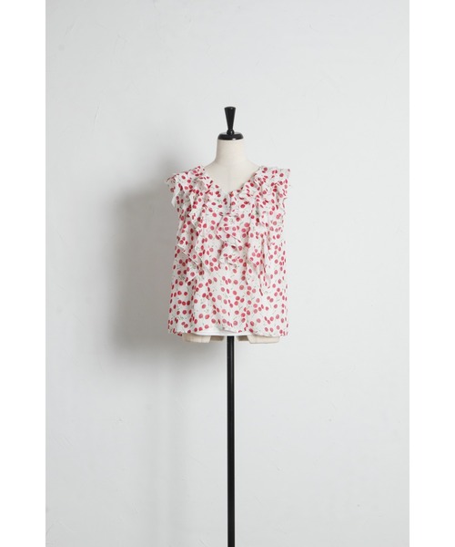 tocco closet(トッコ クローゼット)の「インナー付きチェリープリントラッフルフリルブラウス(シャツ/ブラウス・レディース・ブラック/オフホワイト・M)」の18枚目の写真