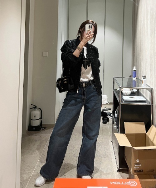 Aelina(エリナ)の「春のツイードスタジャン(ブルゾン・レディース・ホワイト/ブラック・FREE)」の20枚目の写真